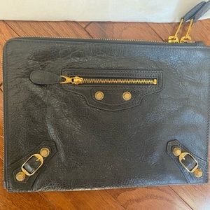 Balenciaga Zip Around Classic Leather Clutch